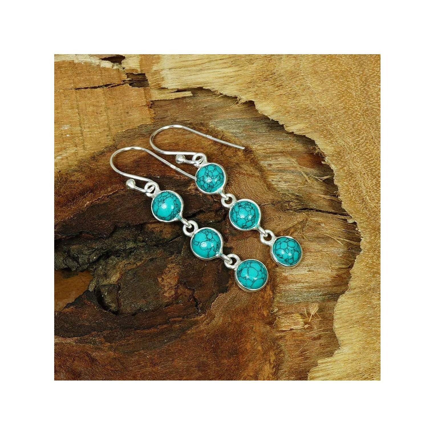 925 Silver Gemstone 1 Pair Earring Malachite Onyx Carnelian Rose Quartz Hook